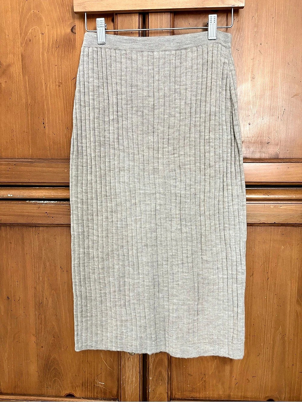 Eileen Fisher 100% Merino Wool Ribbed Knit Pencil Midi Skirt Women’s Small